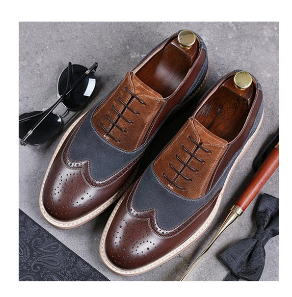 ExecutiveEase Oxford-Brogue-Schuhe mit Blockabsatz und Schnürung