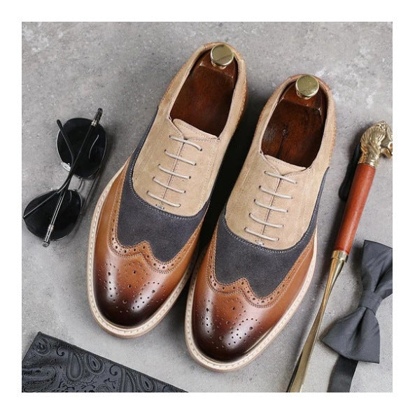 ExecutiveEase Oxford-Brogue-Schuhe mit Blockabsatz und Schnürung