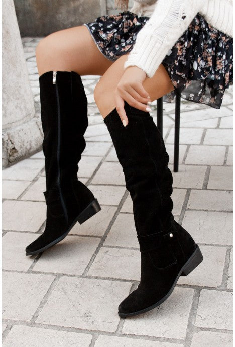 ComfortCraft Suede Low-Heel Thigh High Women Boots