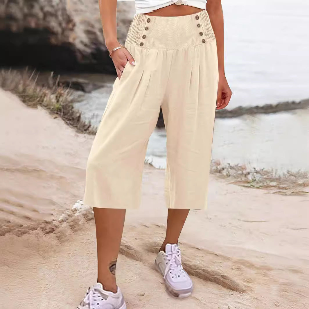 Hillevi™ Cotton & Linen Cropped Summer Pants