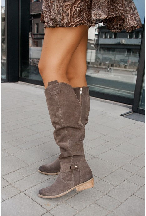 ComfortCraft Suede Low-Heel Thigh High Women Boots