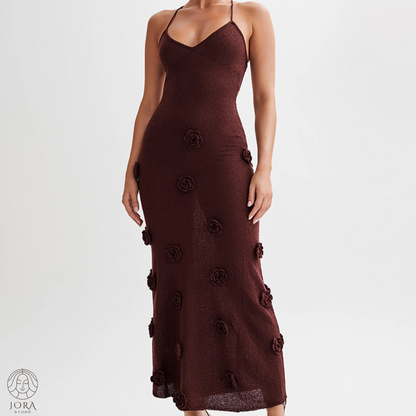 Amara™ | Three-Dimensional Flower Knitted Backless Lace-Up Dress