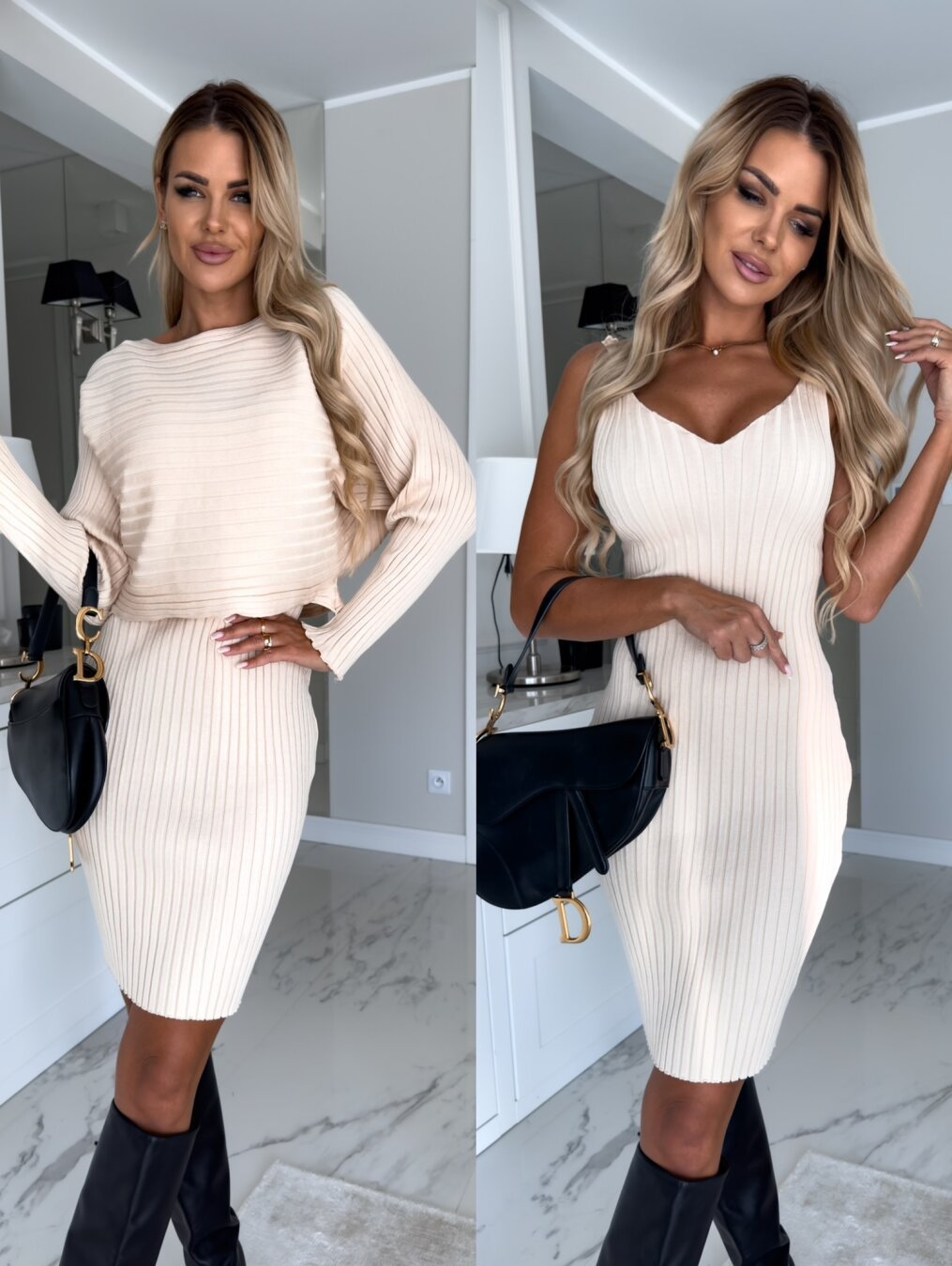 SnugGlam Co-ords: Long Sleeve Crop & Midi Dress