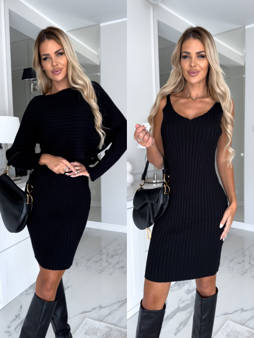 SnugGlam Co-ords: Long Sleeve Crop & Midi Dress