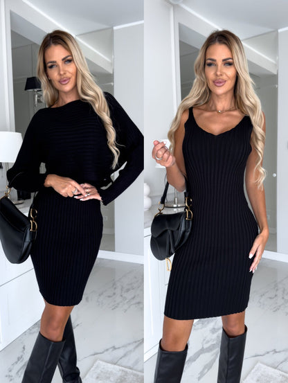 SnugGlam Co-ords: Long Sleeve Crop & Midi Dress