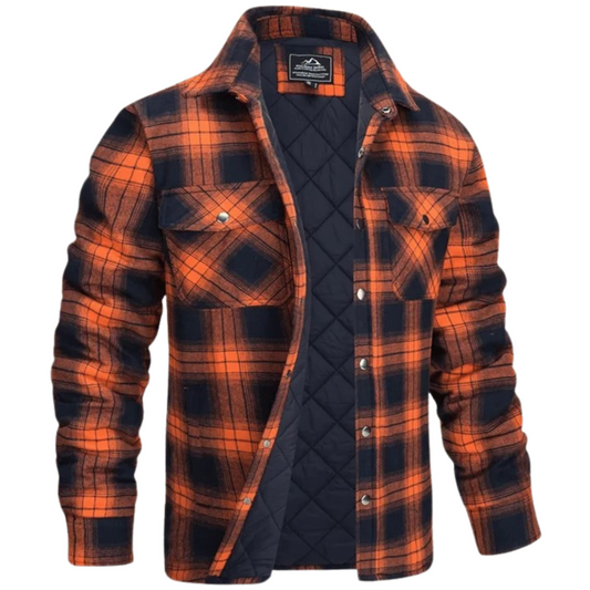 Long Sleeve Lapel Thick Checks Shirt Men's Jacket